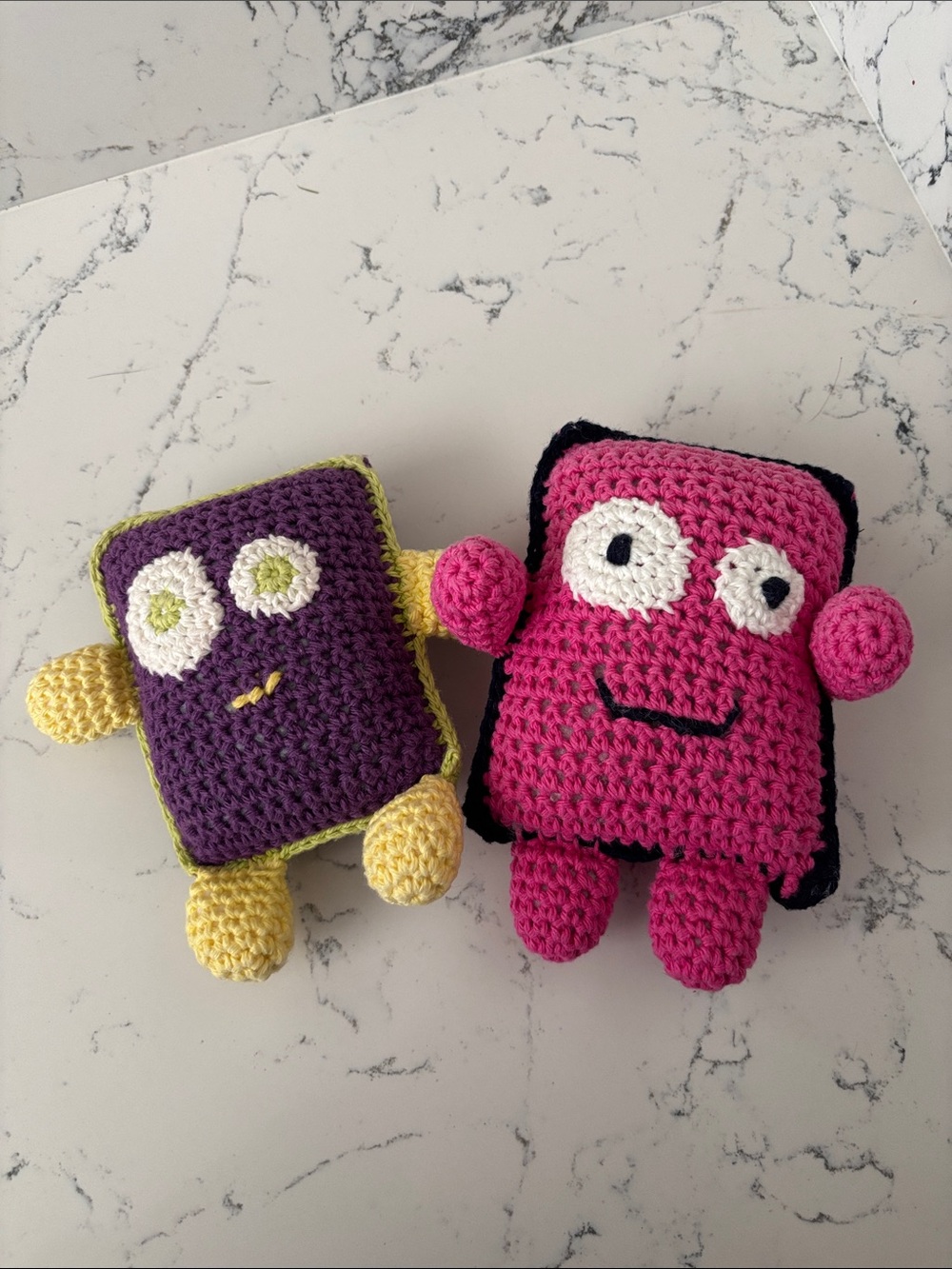 Bright Pink Crocheted Monster Plush Toy for Kids